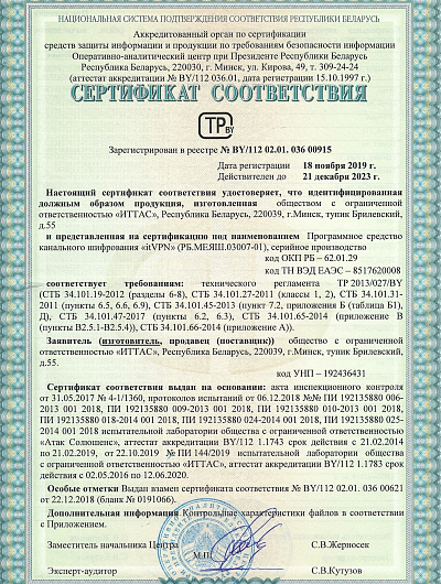 Сертификат соответствия itvpn